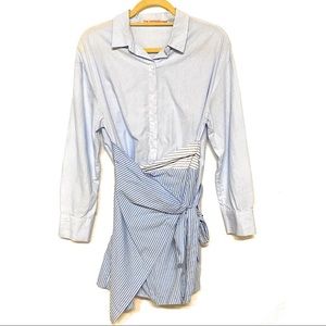 Zara Wrap shirt dress in pinstripes